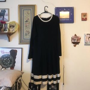 Long Sleeve ASOS Midi Dress Black White Stripes